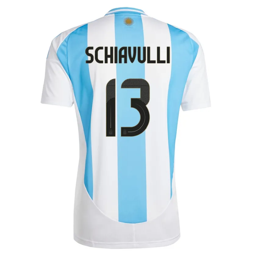 Danxen Hombre Camiseta Argentina Thiago Schiavulli #13 Blanco Azul 1ª Equipación 24-26 La Camisa