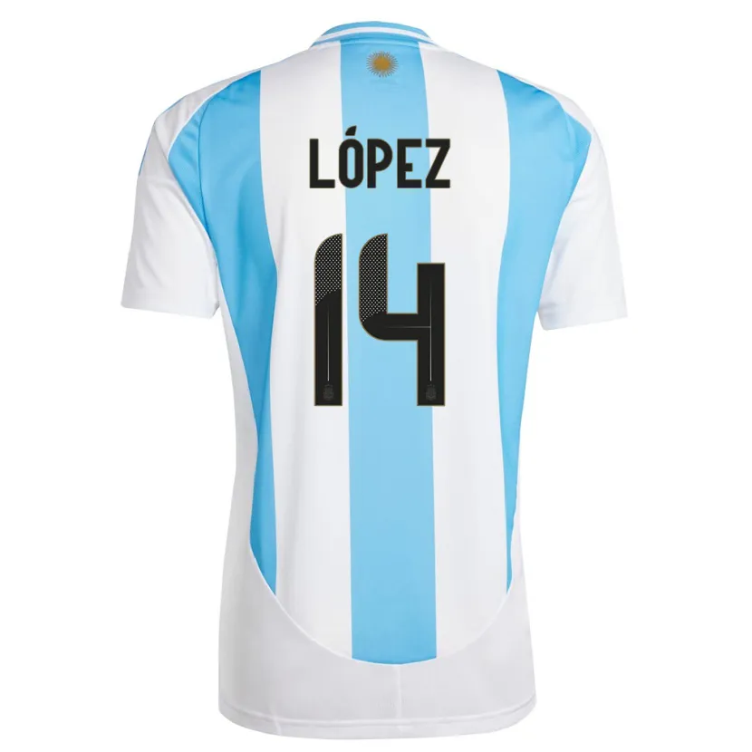 Danxen Hombre Camiseta Argentina Lautaro Lopez #14 Blanco Azul 1ª Equipación 24-26 La Camisa