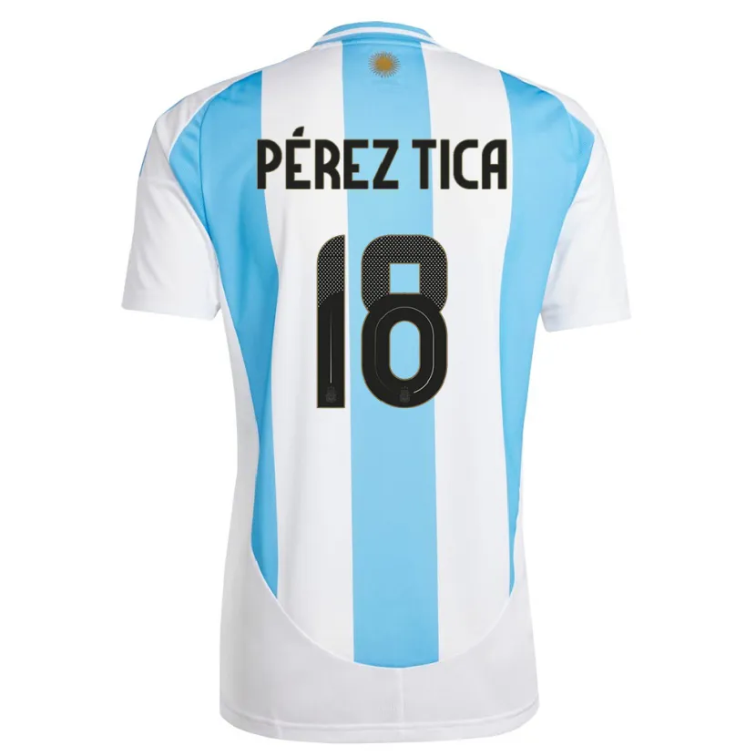 Danxen Hombre Camiseta Argentina Jeremias Perez Tica #18 Blanco Azul 1ª Equipación 24-26 La Camisa