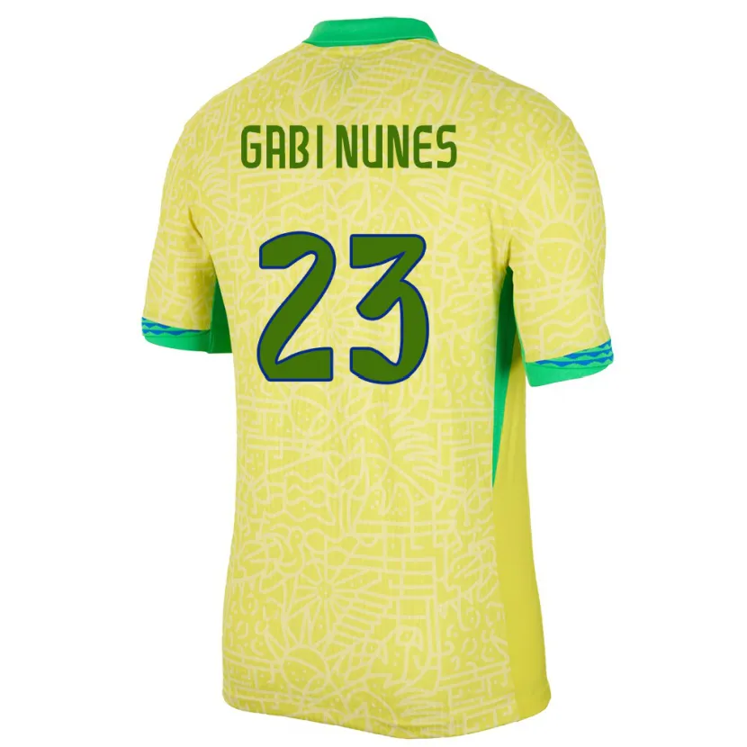 Danxen Hombre Camiseta Brasil Gabi Nunes #23 Amarillo 1ª Equipación 24-26 La Camisa