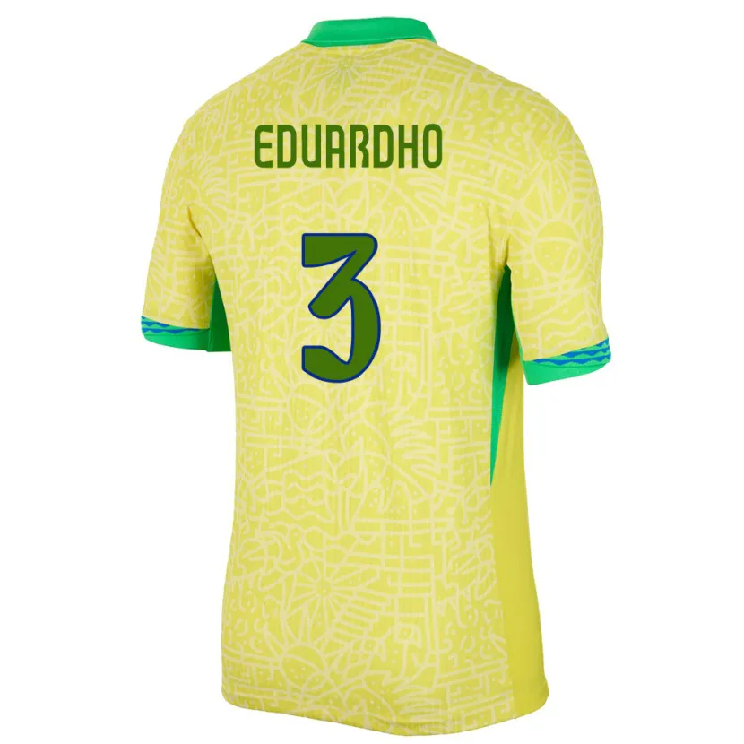 Danxen Hombre Camiseta Brasil Eduardho #3 Amarillo 1ª Equipación 24-26 La Camisa