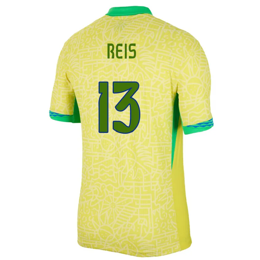 Danxen Hombre Camiseta Brasil Vitor Reis #13 Amarillo 1ª Equipación 24-26 La Camisa