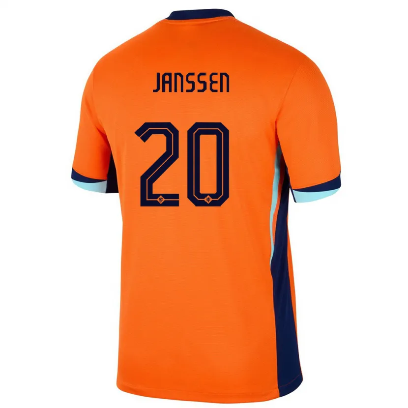Danxen Hombre Camiseta Países Bajos Dominique Janssen #20 Naranja 1ª Equipación 24-26 La Camisa