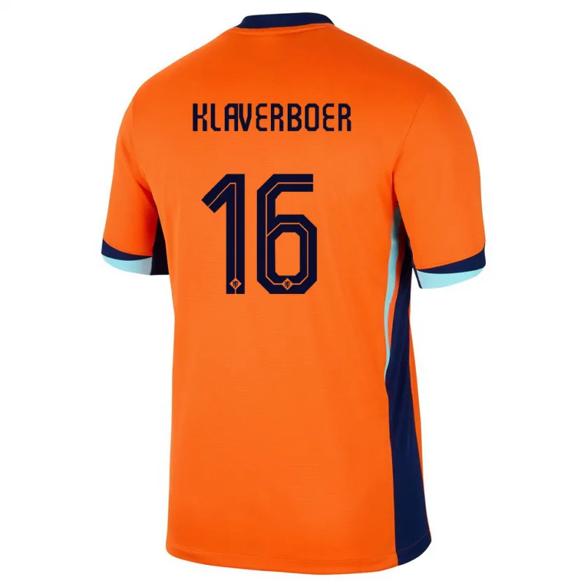 Danxen Hombre Camiseta Países Bajos Bernt Klaverboer #16 Naranja 1ª Equipación 24-26 La Camisa