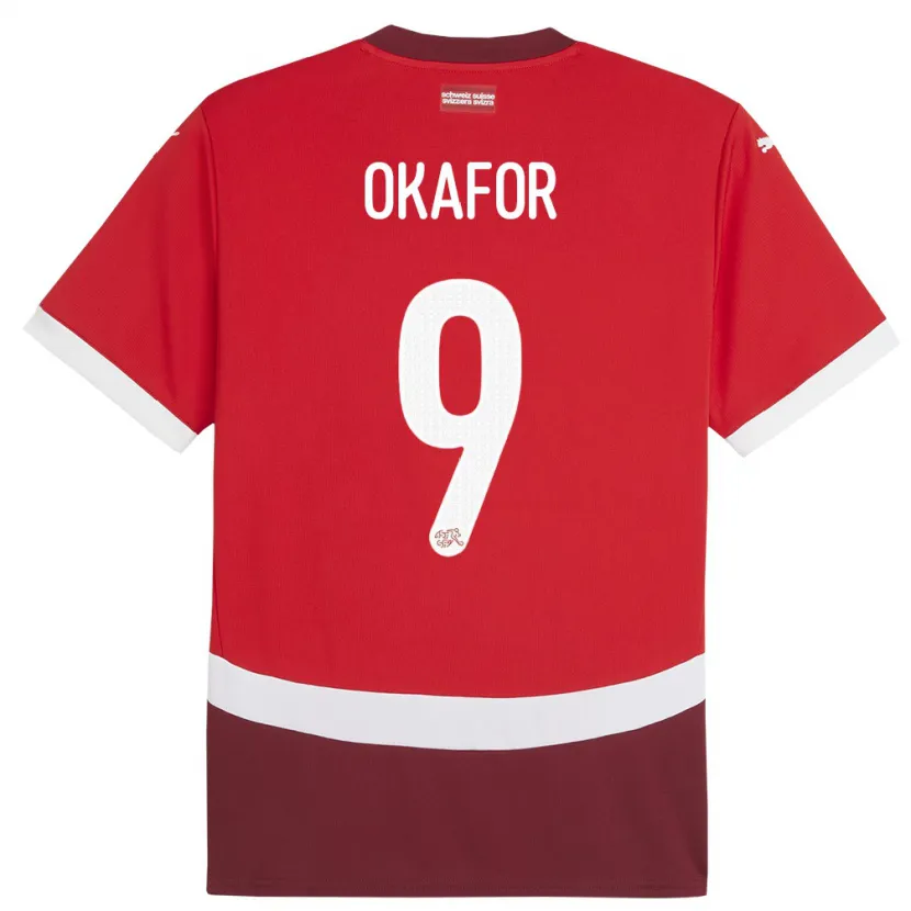 Danxen Hombre Camiseta Suiza Noah Okafor #9 Rojo 1ª Equipación 24-26 La Camisa