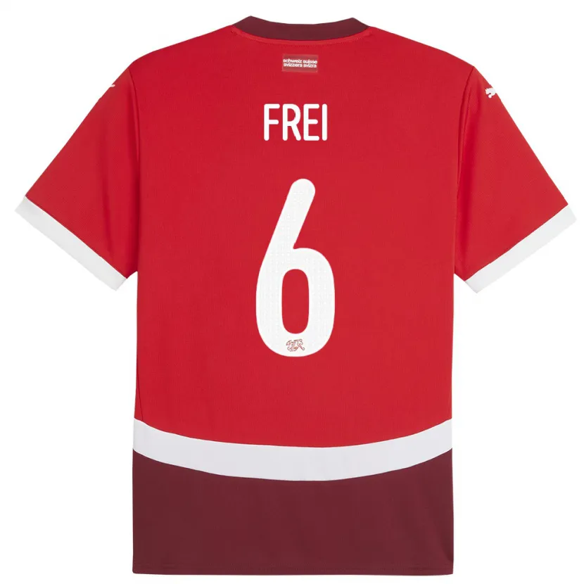 Danxen Hombre Camiseta Suiza Fabian Frei #6 Rojo 1ª Equipación 24-26 La Camisa