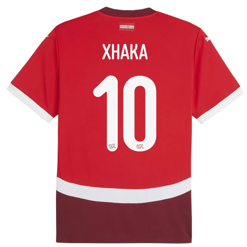 Danxen Hombre Camiseta Suiza Granit Xhaka #10 Rojo 1ª Equipación 24-26 La Camisa