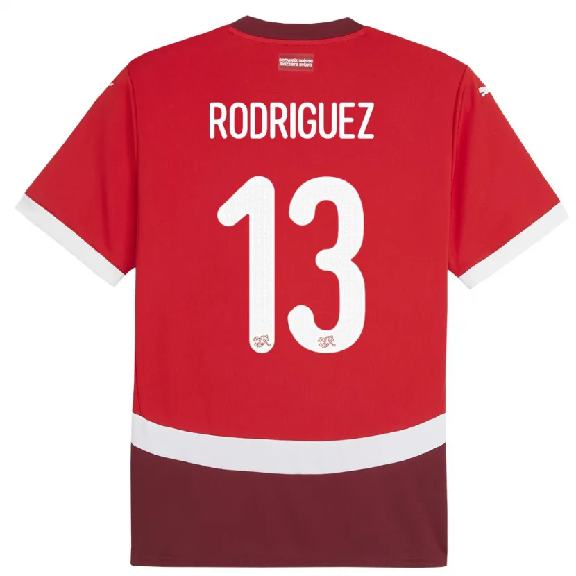 Danxen Hombre Camiseta Suiza Ricardo Rodriguez #13 Rojo 1ª Equipación 24-26 La Camisa