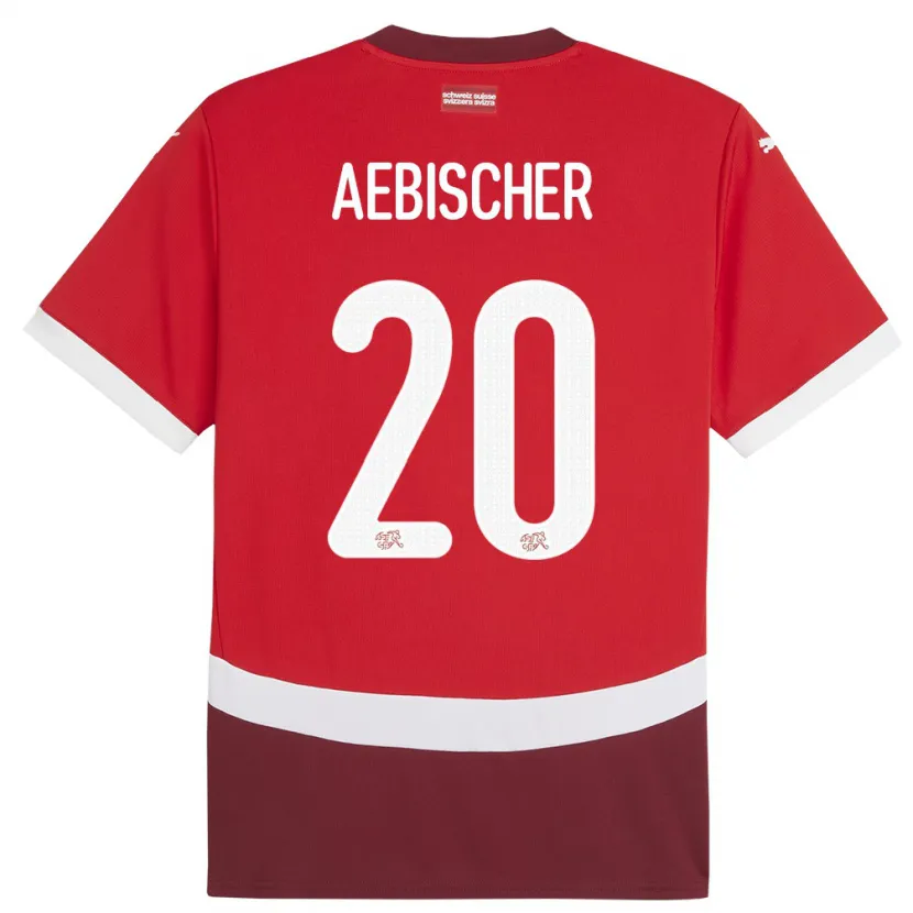 Danxen Hombre Camiseta Suiza Michel Aebischer #20 Rojo 1ª Equipación 24-26 La Camisa