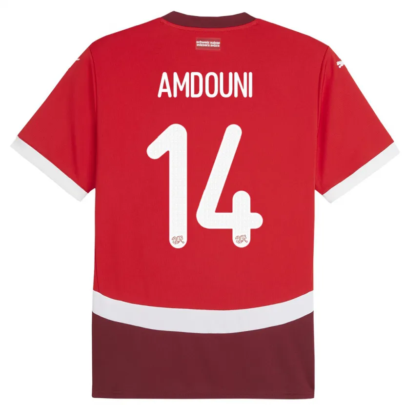 Danxen Hombre Camiseta Suiza Mohamed Zeki Amdouni #14 Rojo 1ª Equipación 24-26 La Camisa