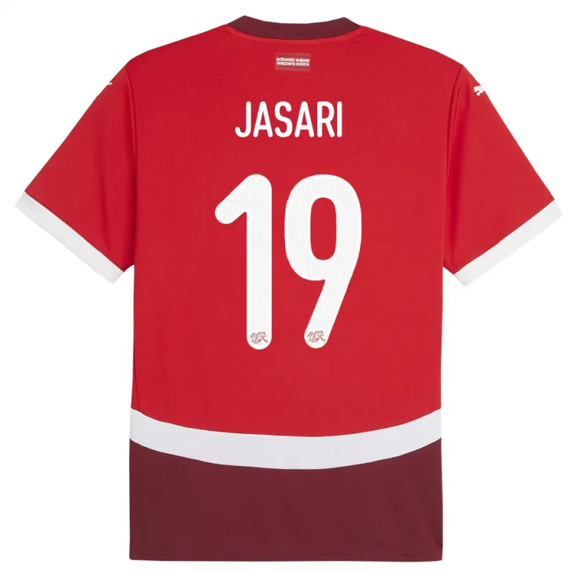 Danxen Hombre Camiseta Suiza Ardon Jasari #19 Rojo 1ª Equipación 24-26 La Camisa