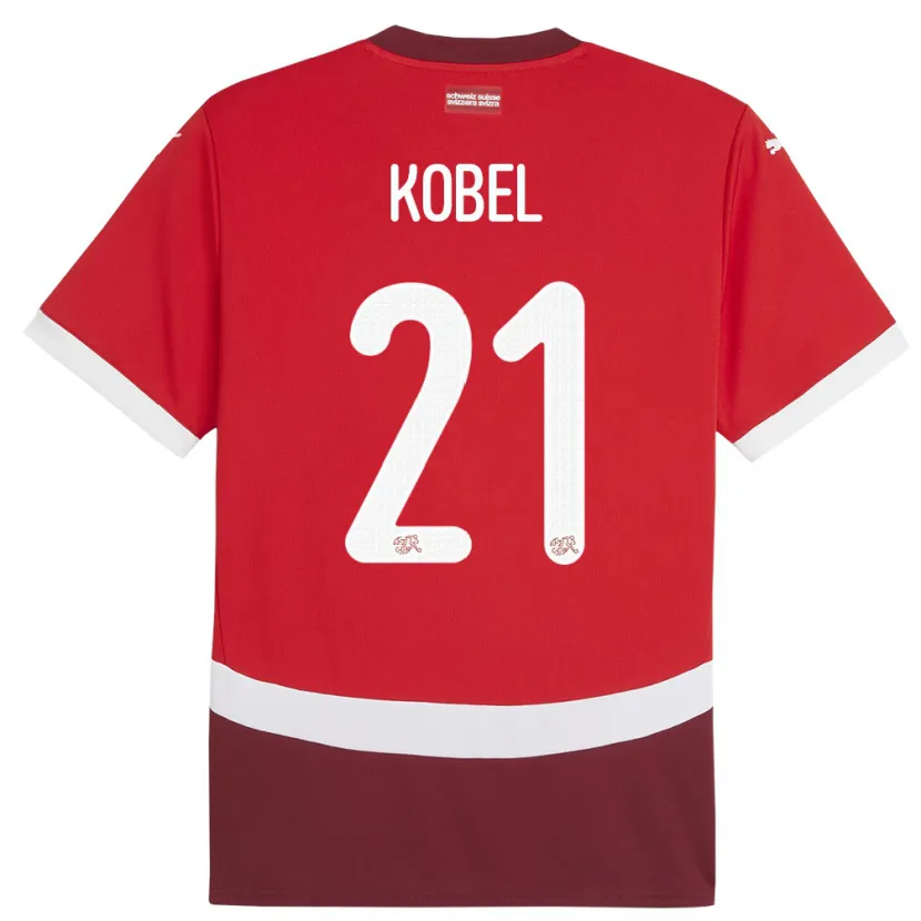 Danxen Hombre Camiseta Suiza Gregor Kobel #21 Rojo 1ª Equipación 24-26 La Camisa