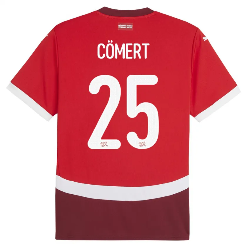Danxen Hombre Camiseta Suiza Eray Comert #25 Rojo 1ª Equipación 24-26 La Camisa