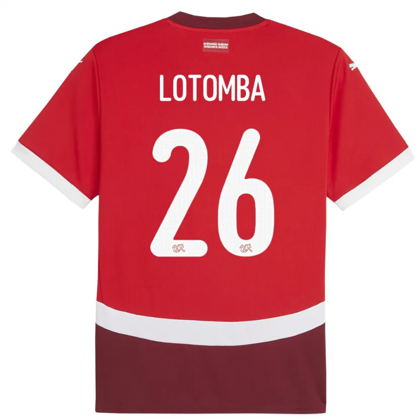 Danxen Hombre Camiseta Suiza Jordan Lotomba #26 Rojo 1ª Equipación 24-26 La Camisa