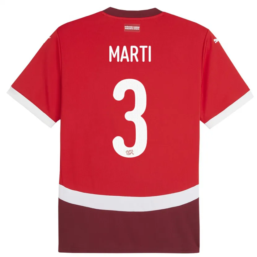 Danxen Hombre Camiseta Suiza Lara Marti #3 Rojo 1ª Equipación 24-26 La Camisa