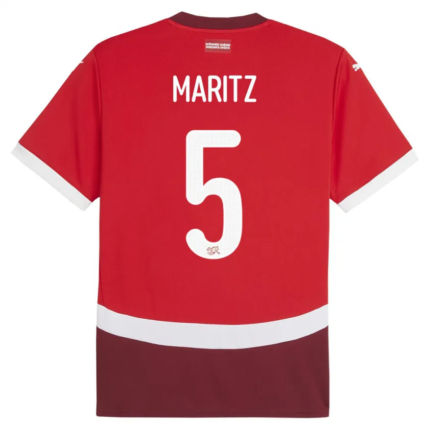 Danxen Hombre Camiseta Suiza Noelle Maritz #5 Rojo 1ª Equipación 24-26 La Camisa