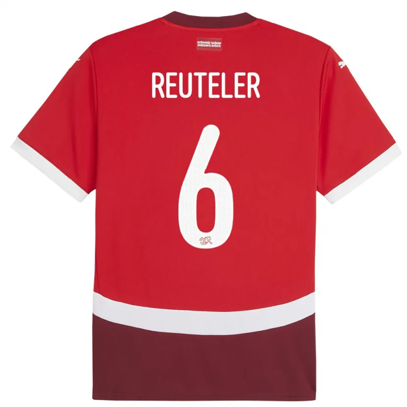 Danxen Hombre Camiseta Suiza Geraldine Reuteler #6 Rojo 1ª Equipación 24-26 La Camisa