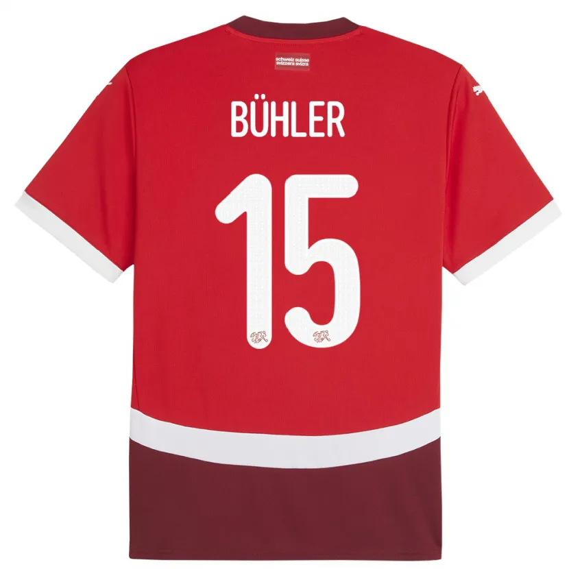Danxen Hombre Camiseta Suiza Luana Buhler #15 Rojo 1ª Equipación 24-26 La Camisa