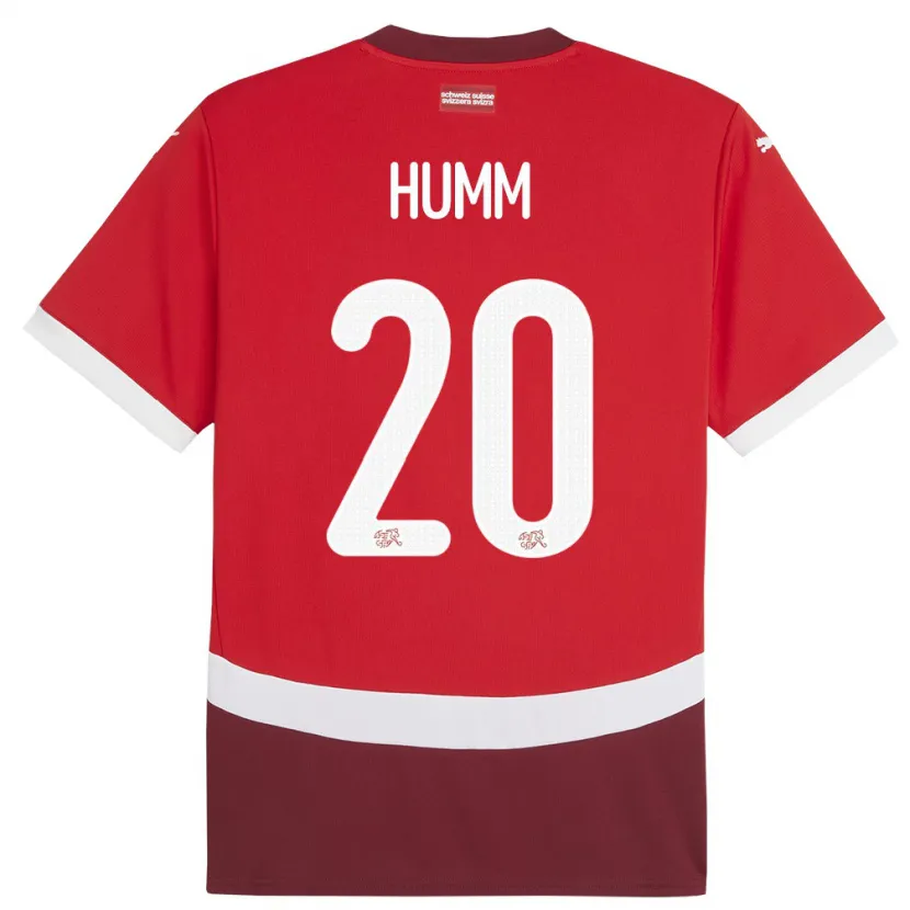 Danxen Hombre Camiseta Suiza Fabienne Humm #20 Rojo 1ª Equipación 24-26 La Camisa