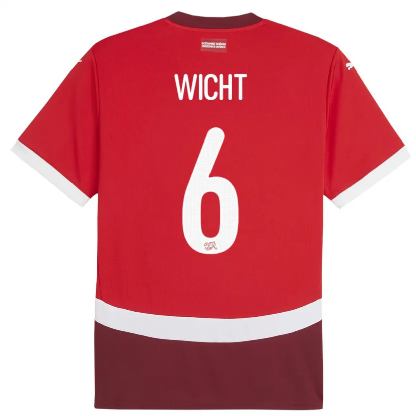 Danxen Hombre Camiseta Suiza Nathan Wicht #6 Rojo 1ª Equipación 24-26 La Camisa