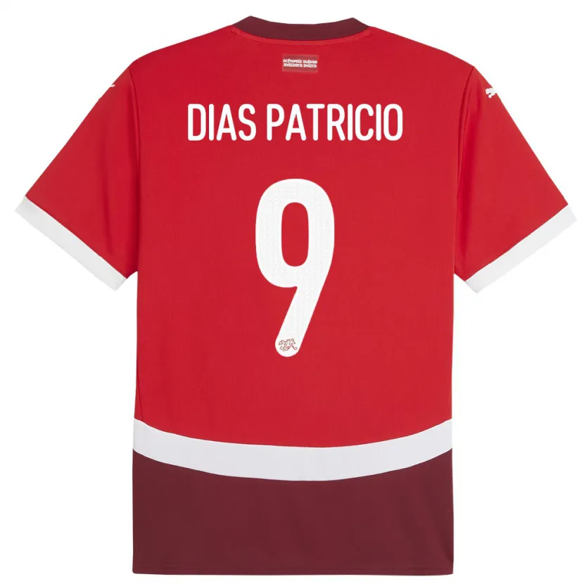 Danxen Hombre Camiseta Suiza Alexandre Dias Patricio #9 Rojo 1ª Equipación 24-26 La Camisa