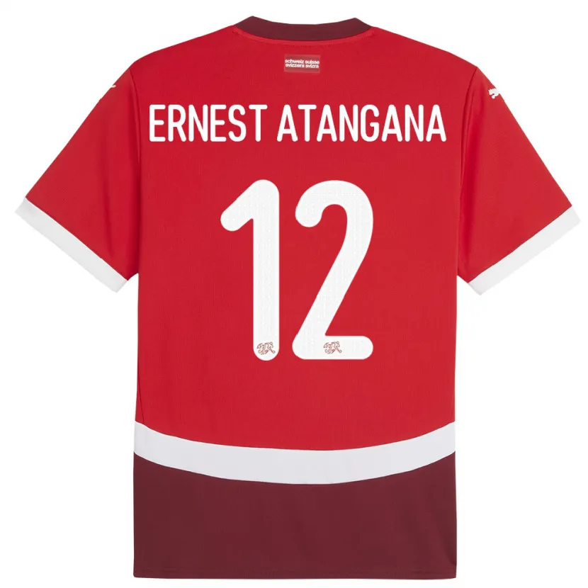 Danxen Hombre Camiseta Suiza Brian Ernest Atangana #12 Rojo 1ª Equipación 24-26 La Camisa