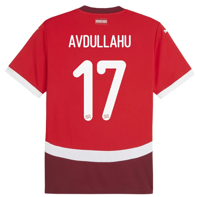 Danxen Hombre Camiseta Suiza Leon Avdullahu #17 Rojo 1ª Equipación 24-26 La Camisa