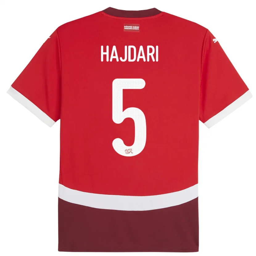 Danxen Hombre Camiseta Suiza Albian Hajdari #5 Rojo 1ª Equipación 24-26 La Camisa