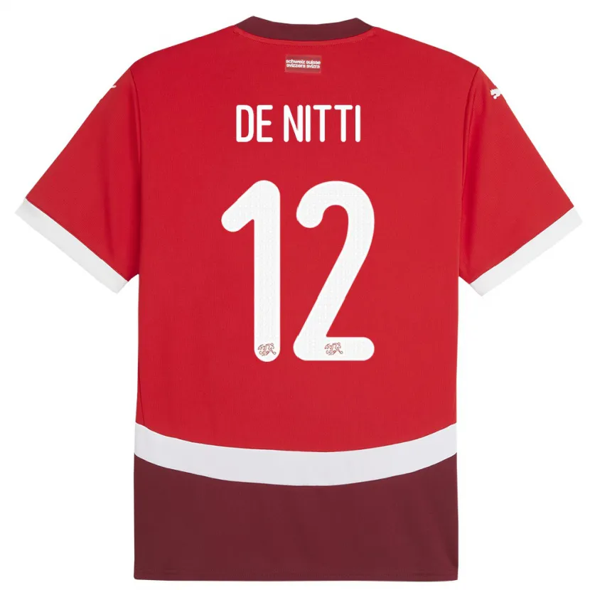 Danxen Hombre Camiseta Suiza Gianni De Nitti #12 Rojo 1ª Equipación 24-26 La Camisa