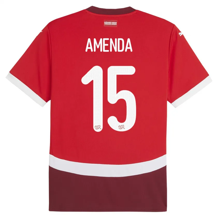 Danxen Hombre Camiseta Suiza Aurele Amenda #15 Rojo 1ª Equipación 24-26 La Camisa