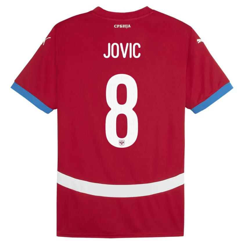 Danxen Hombre Camiseta Serbia Luka Jovic #8 Rojo 1ª Equipación 24-26 La Camisa