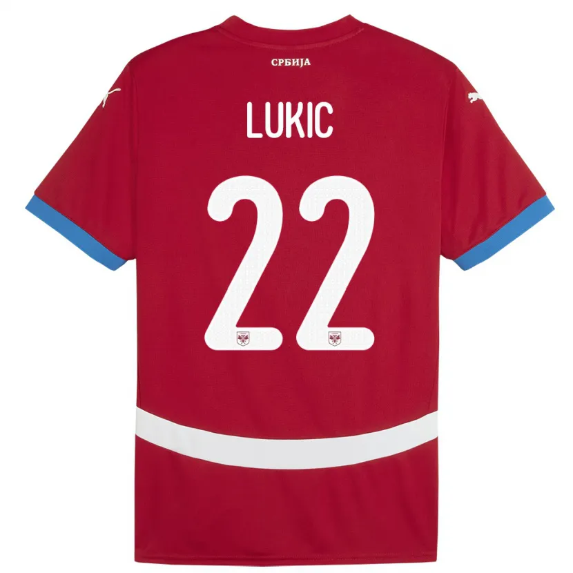 Danxen Hombre Camiseta Serbia Sasa Lukic #22 Rojo 1ª Equipación 24-26 La Camisa