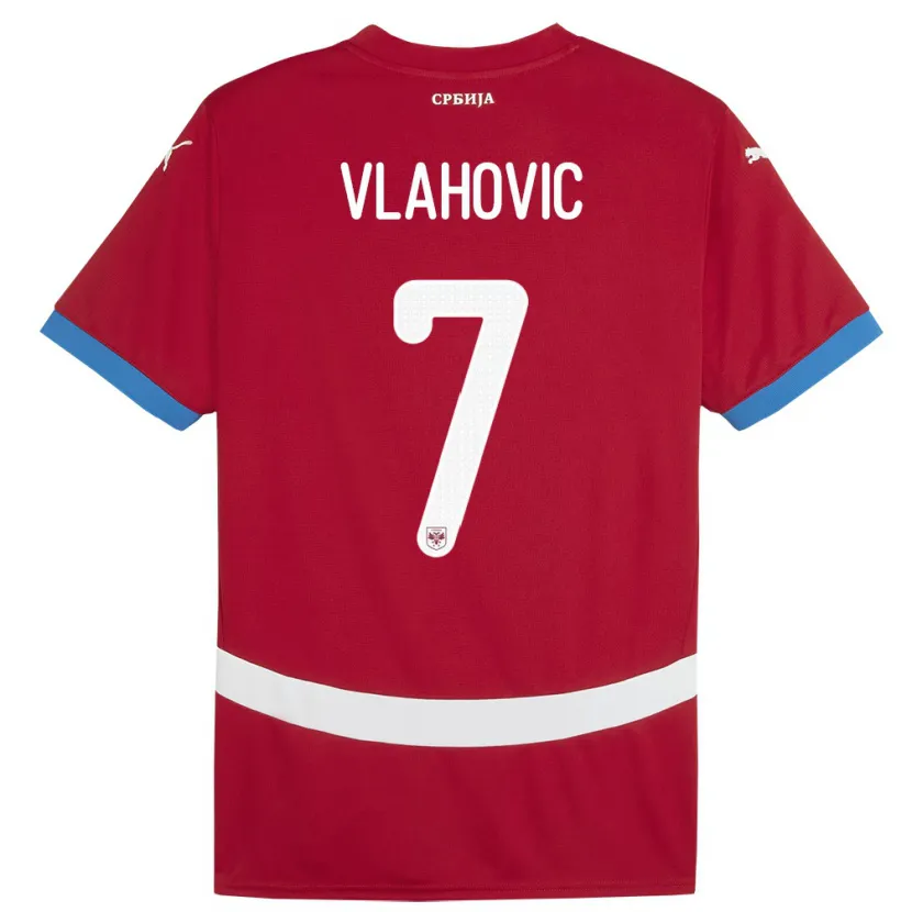 Danxen Hombre Camiseta Serbia Dusan Vlahovic #7 Rojo 1ª Equipación 24-26 La Camisa