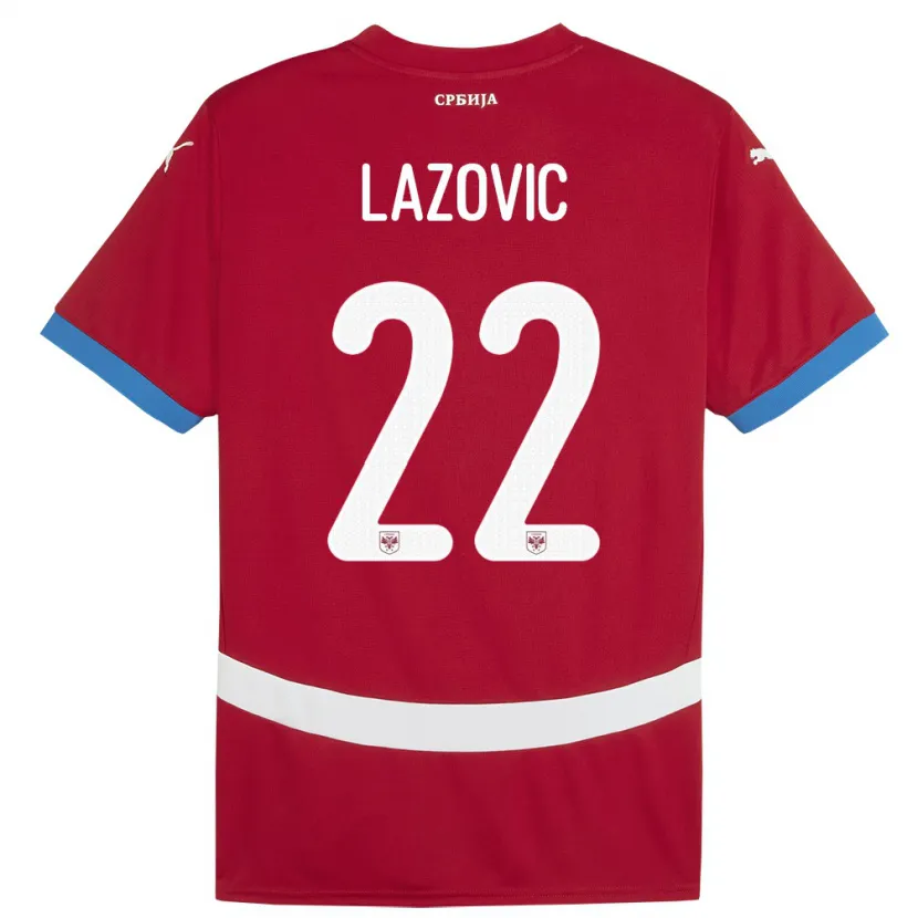 Danxen Hombre Camiseta Serbia Darko Lazovic #22 Rojo 1ª Equipación 24-26 La Camisa