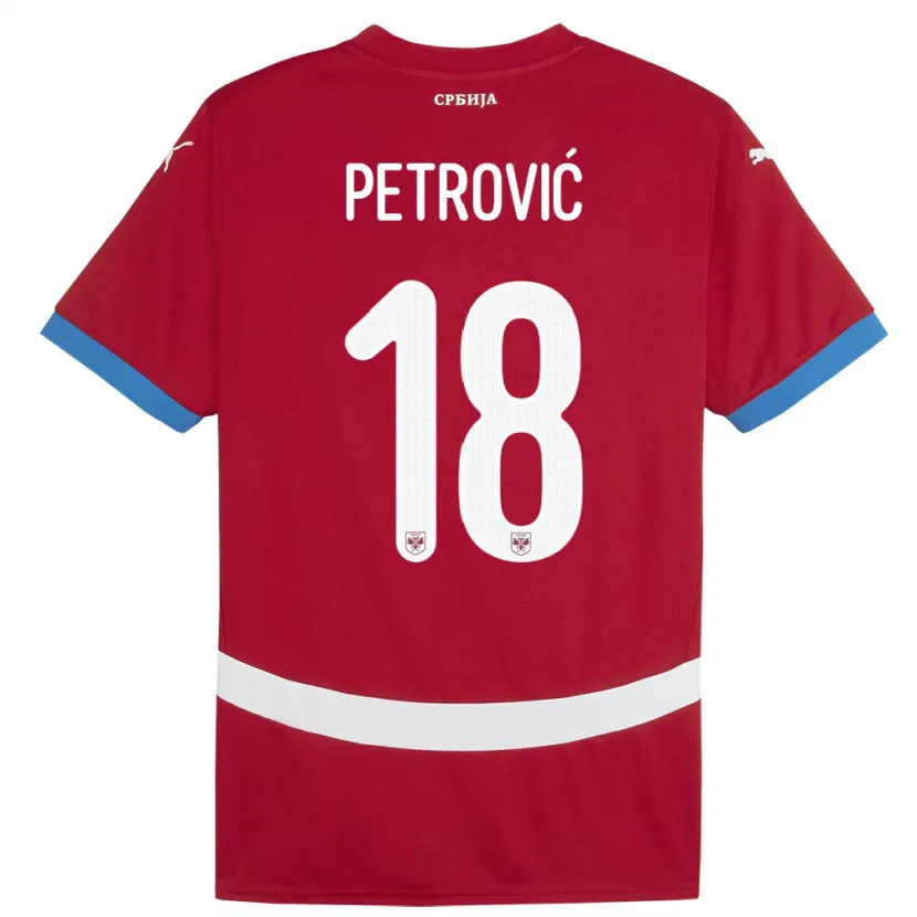 Danxen Hombre Camiseta Serbia Emilija Petrovic #18 Rojo 1ª Equipación 24-26 La Camisa
