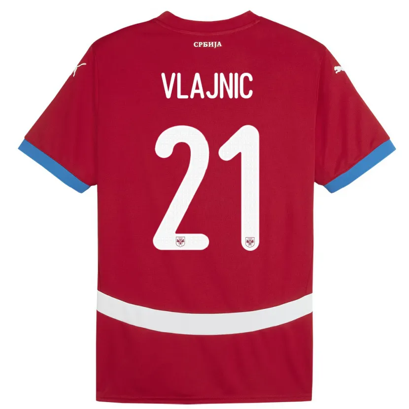 Danxen Hombre Camiseta Serbia Tyla Jay Vlajnic #21 Rojo 1ª Equipación 24-26 La Camisa