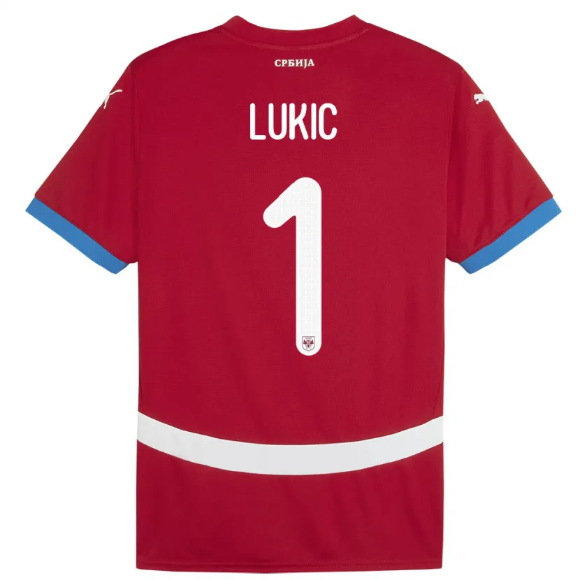 Danxen Hombre Camiseta Serbia Ognjen Lukic #1 Rojo 1ª Equipación 24-26 La Camisa