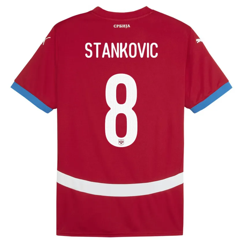 Danxen Hombre Camiseta Serbia Nikola Stankovic #8 Rojo 1ª Equipación 24-26 La Camisa