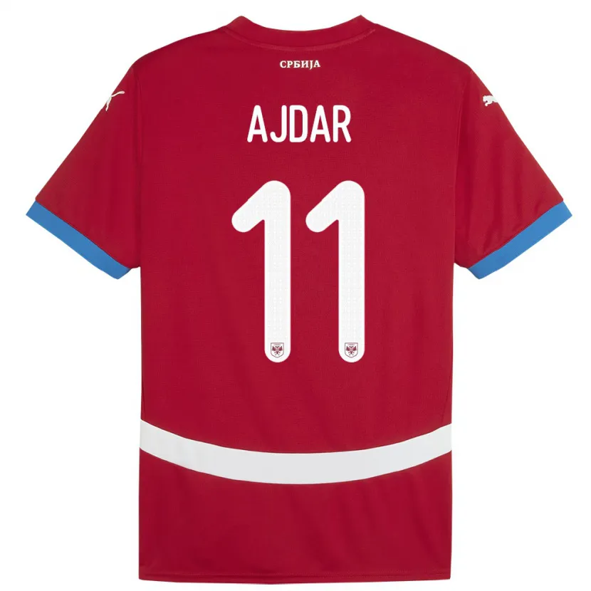 Danxen Hombre Camiseta Serbia Ognjen Ajdar #11 Rojo 1ª Equipación 24-26 La Camisa