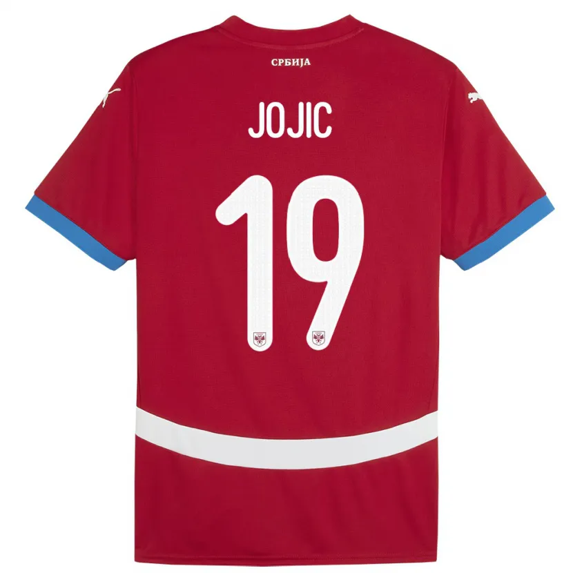 Danxen Hombre Camiseta Serbia Nikola Jojic #19 Rojo 1ª Equipación 24-26 La Camisa