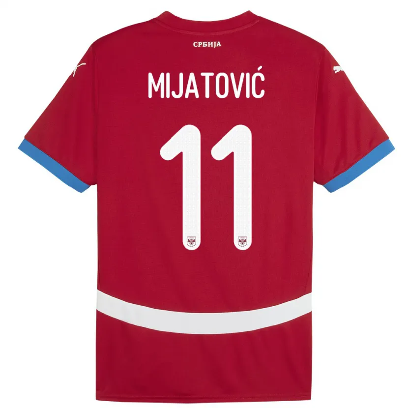 Danxen Hombre Camiseta Serbia Jovan Mijatovic #11 Rojo 1ª Equipación 24-26 La Camisa