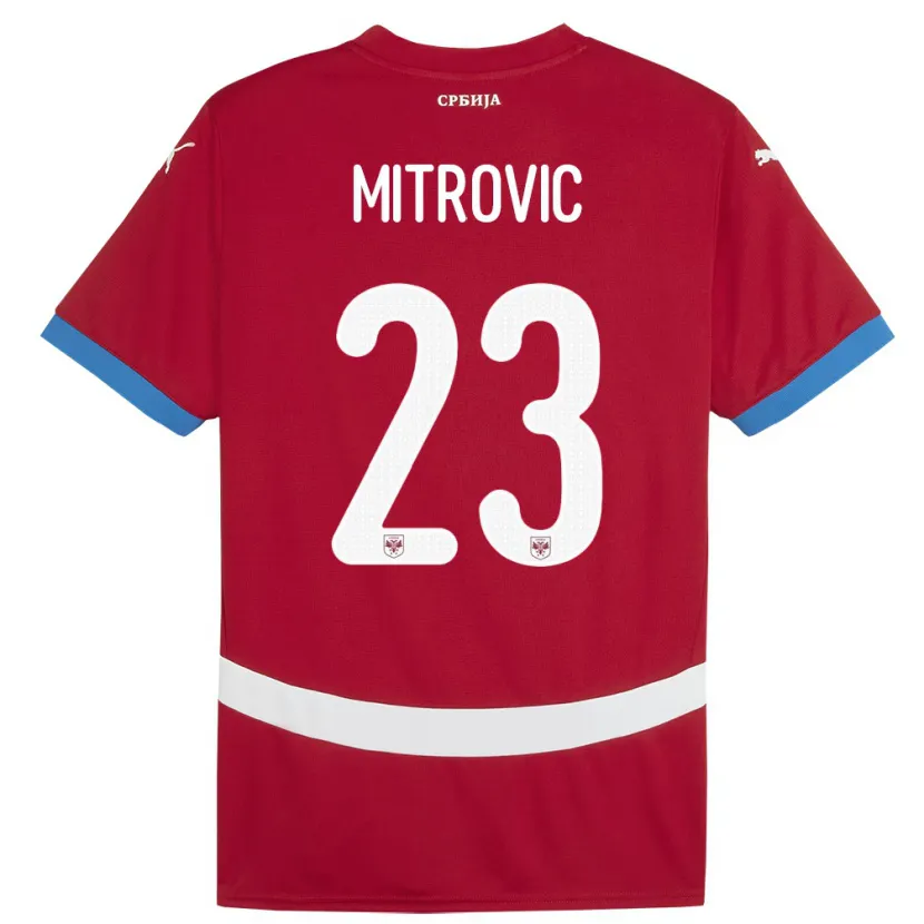 Danxen Hombre Camiseta Serbia Vuk Mitrovic #23 Rojo 1ª Equipación 24-26 La Camisa