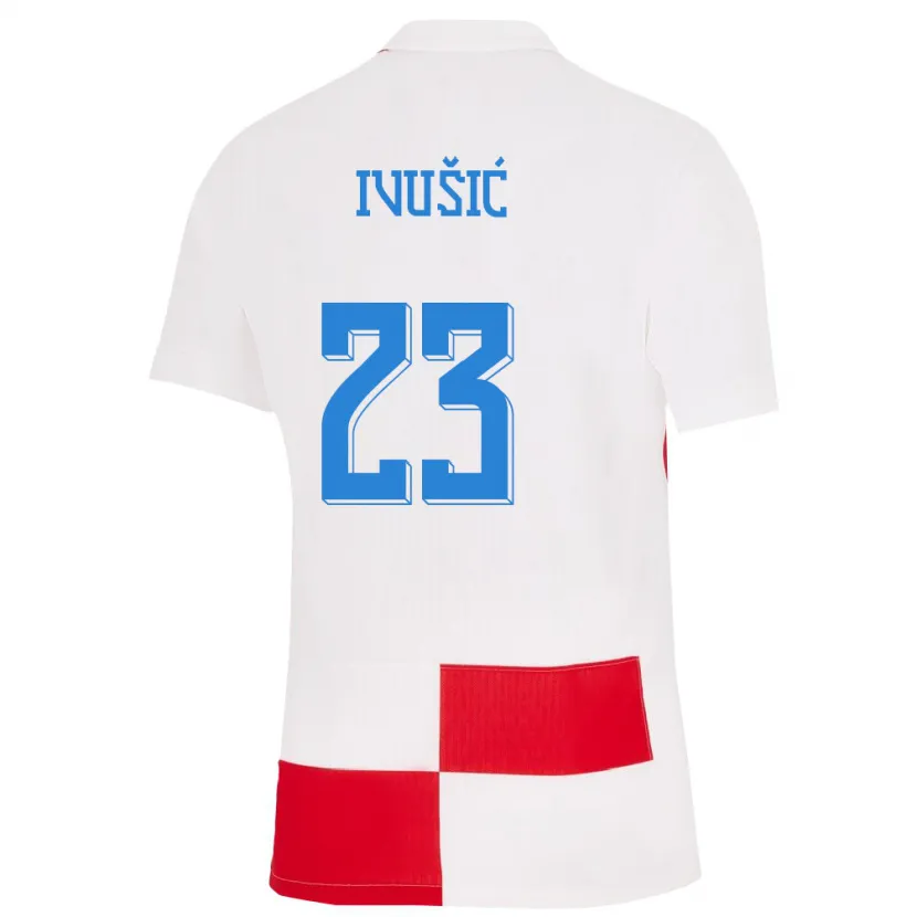 Danxen Hombre Camiseta Croacia Ivica Ivusic #23 Blanco Rojo 1ª Equipación 24-26 La Camisa