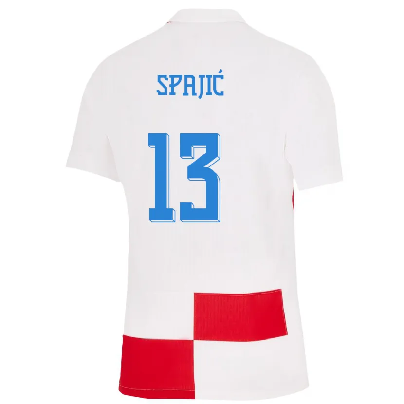 Danxen Hombre Camiseta Croacia Helena Spajic #13 Blanco Rojo 1ª Equipación 24-26 La Camisa