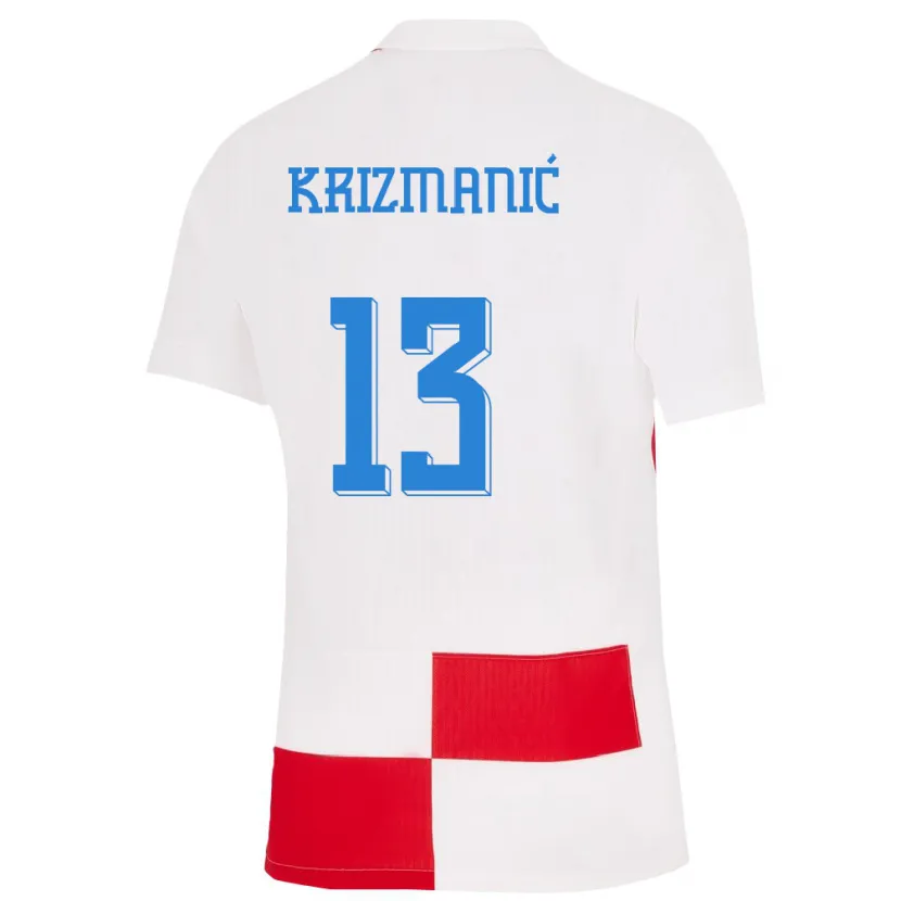 Danxen Hombre Camiseta Croacia Kresimir Krizmanic #13 Blanco Rojo 1ª Equipación 24-26 La Camisa