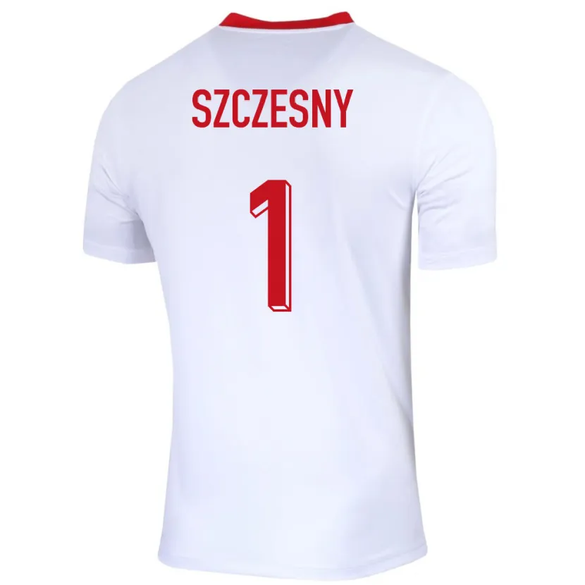 Danxen Hombre Camiseta Polonia Wojciech Szczesny #1 Blanco 1ª Equipación 24-26 La Camisa