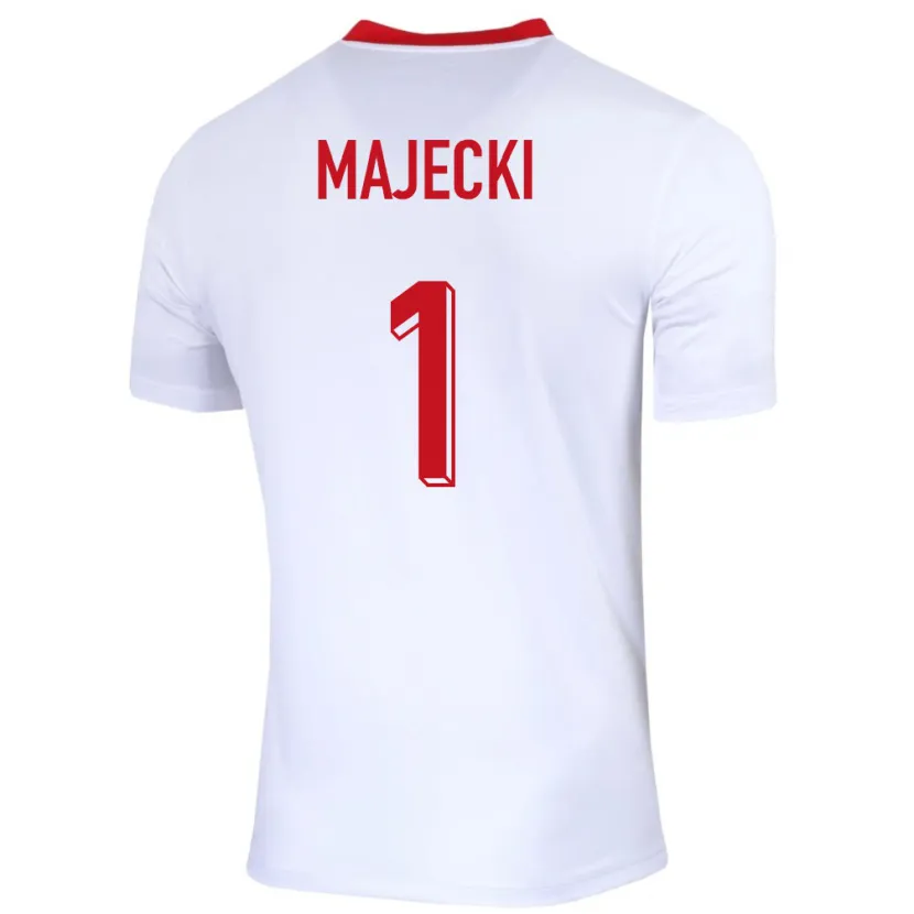 Danxen Hombre Camiseta Polonia Radoslaw Majecki #1 Blanco 1ª Equipación 24-26 La Camisa
