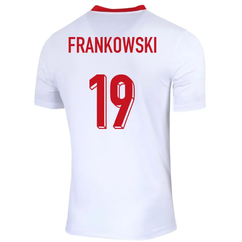 Danxen Hombre Camiseta Polonia Przemyslaw Frankowski #19 Blanco 1ª Equipación 24-26 La Camisa