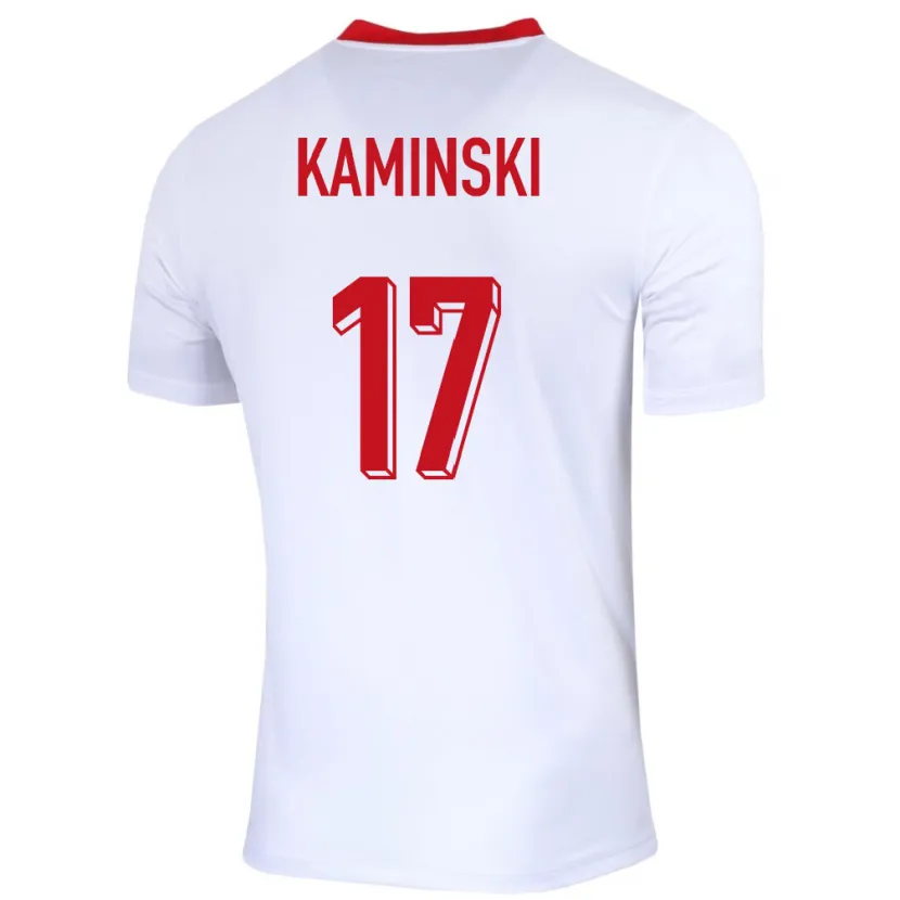 Danxen Hombre Camiseta Polonia Jakub Kaminski #17 Blanco 1ª Equipación 24-26 La Camisa