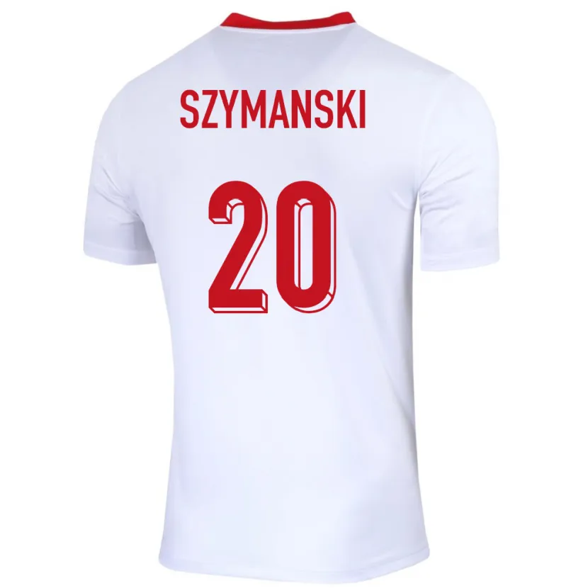 Danxen Hombre Camiseta Polonia Sebastian Szymanski #20 Blanco 1ª Equipación 24-26 La Camisa